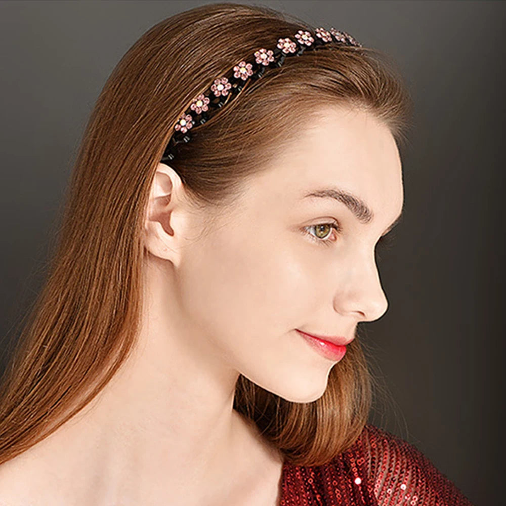 Pearl & Rhinestone Decorated Non-Slip Hairbands for Girls