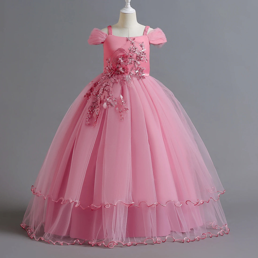 Kids Girls Lace Embroidery Bridesmaid Party Dress childrensterritory