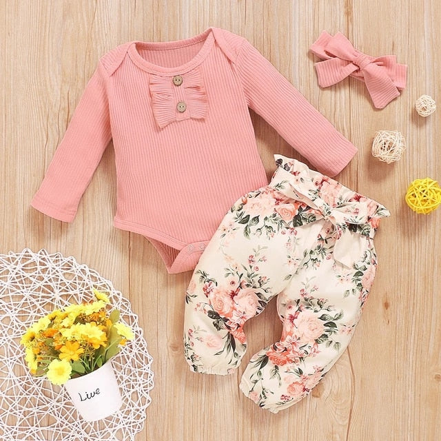 Baby Girl Printed 3 Pieces Outfits New Born Clothes Set childrensterritory