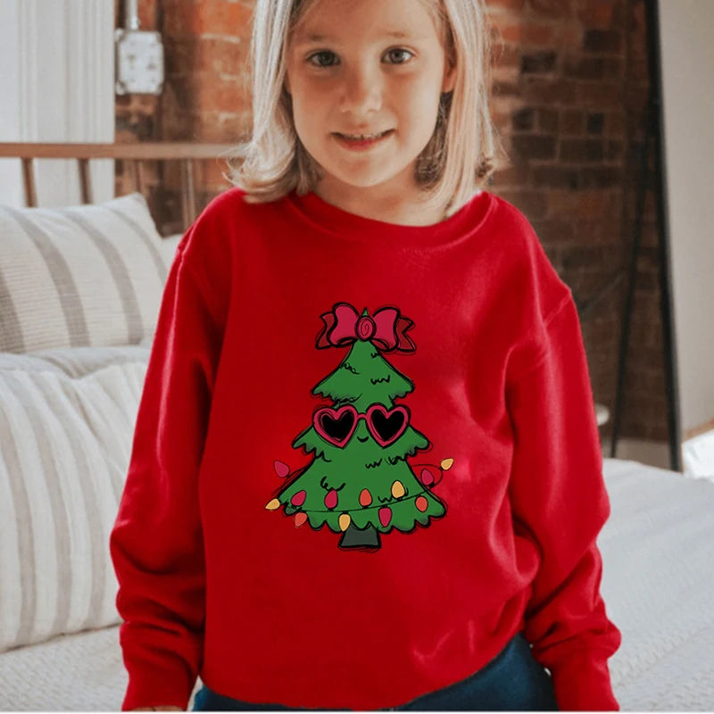 Kids Solid Colors Christmas Graphics Hoodless Sweatshirt childrensterritory