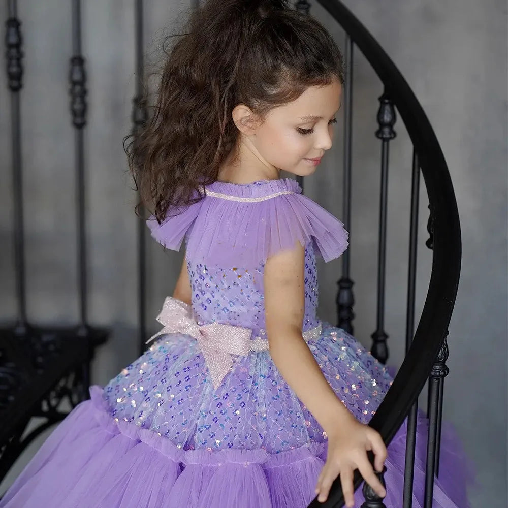 A-Line Glitter Sequined Little Girls Princess Party Dress childrensterritory