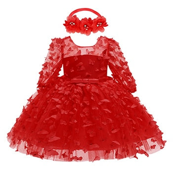 Butterfly Decorated Baby Girl Princess Birthday Dresses childrensterritory