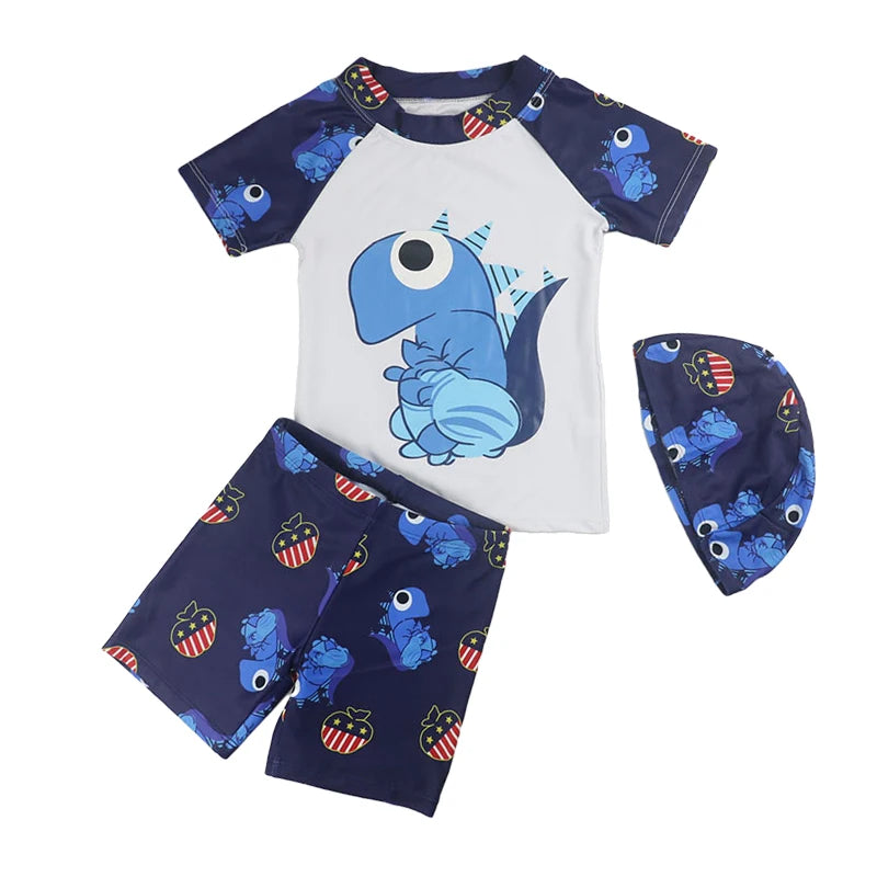 3pc Baby/Kids Boys Sun Protection Swimwear With Hat