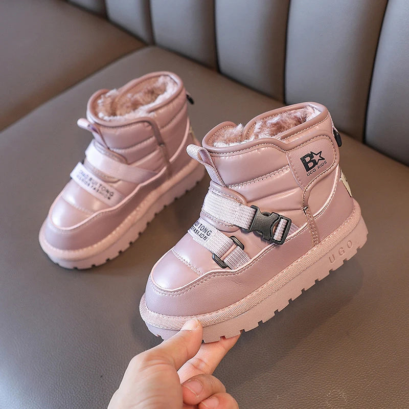 Kids Antiskid Genuine Leather Warm Boots