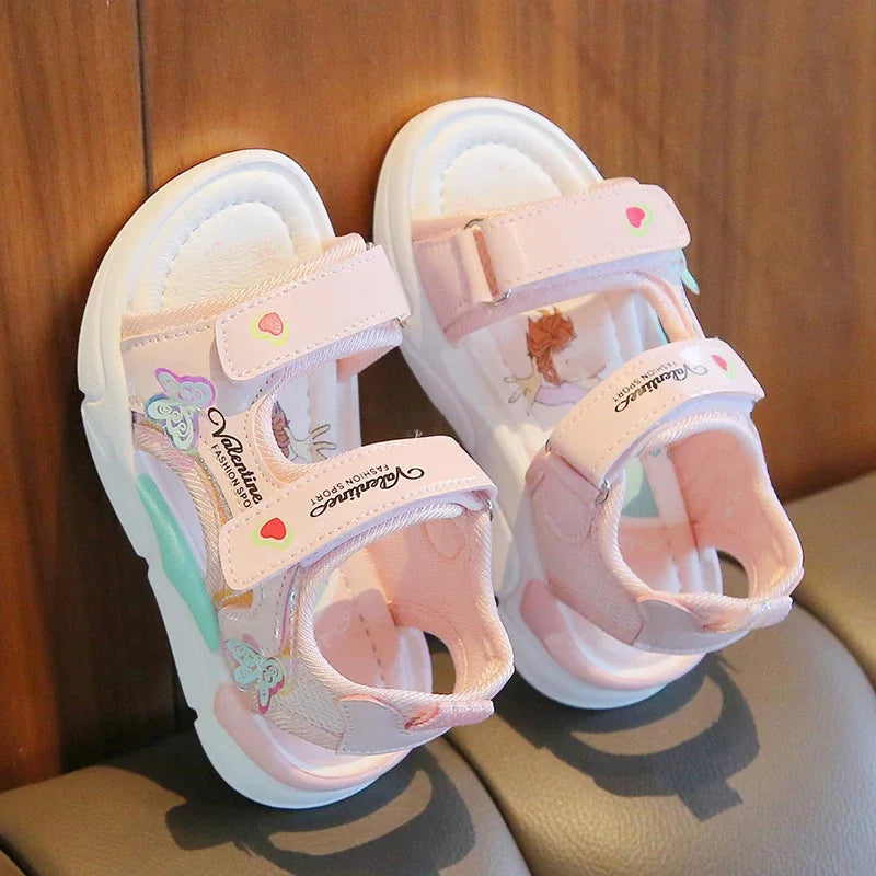 Cartoon Design Soft Shining Summer Sandals For Girls childrensterritory