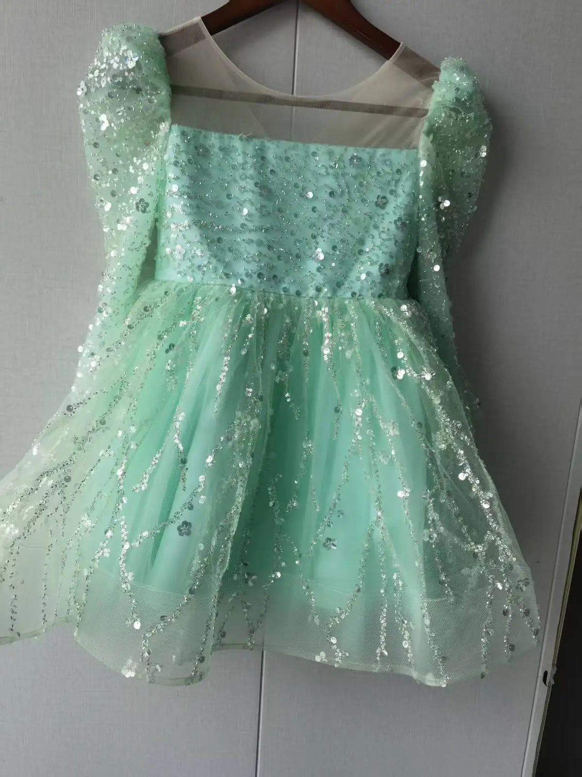 A-Line Glitter Sequined Little Girls Princess Party Dress