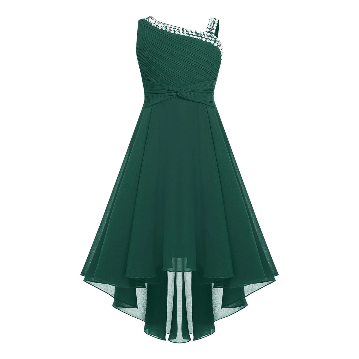Kids Girls Ruched Twisted High-Low Summer Chiffon Dresses childrensterritory