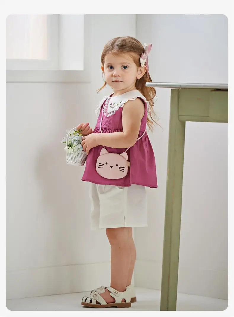 Little Girls Stylish Two-Piece Sleeveless Top & Shorts Set childrensterritory