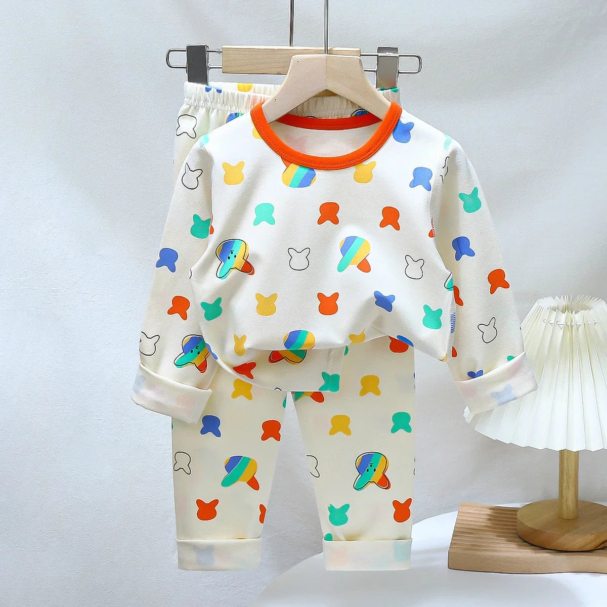 Cartoon Print Long Sleeve Lycra Pajamas Set for Kids childrensterritory
