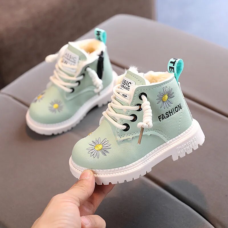 Baby/Kids Girls Boys PU Leather Lace-Up Ankle Boots childrensterritory