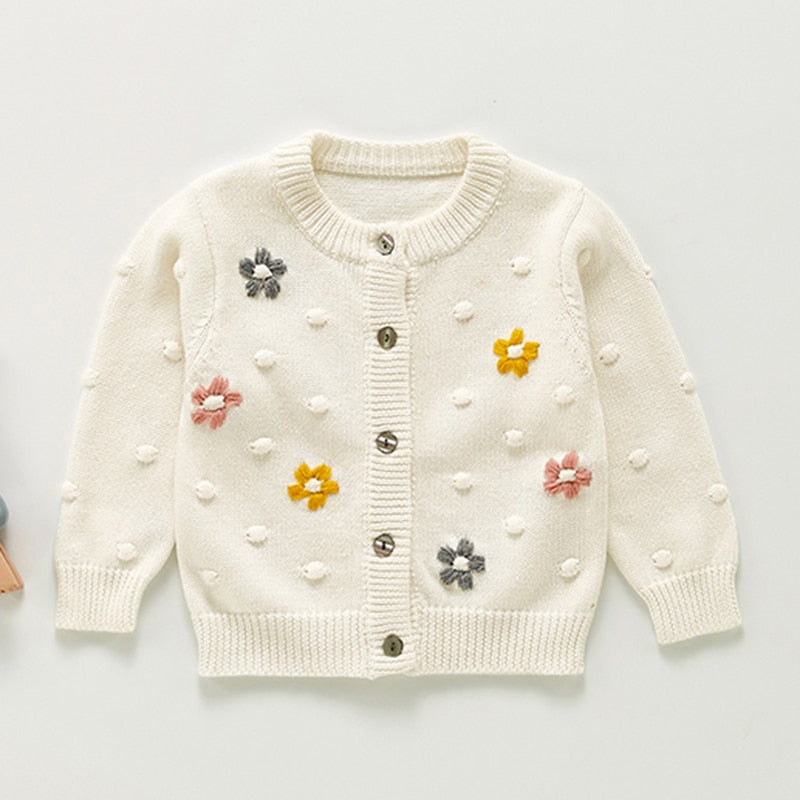 Infant Girls Long Sleeve Embroidery Knitted Cardigan childrensterritory