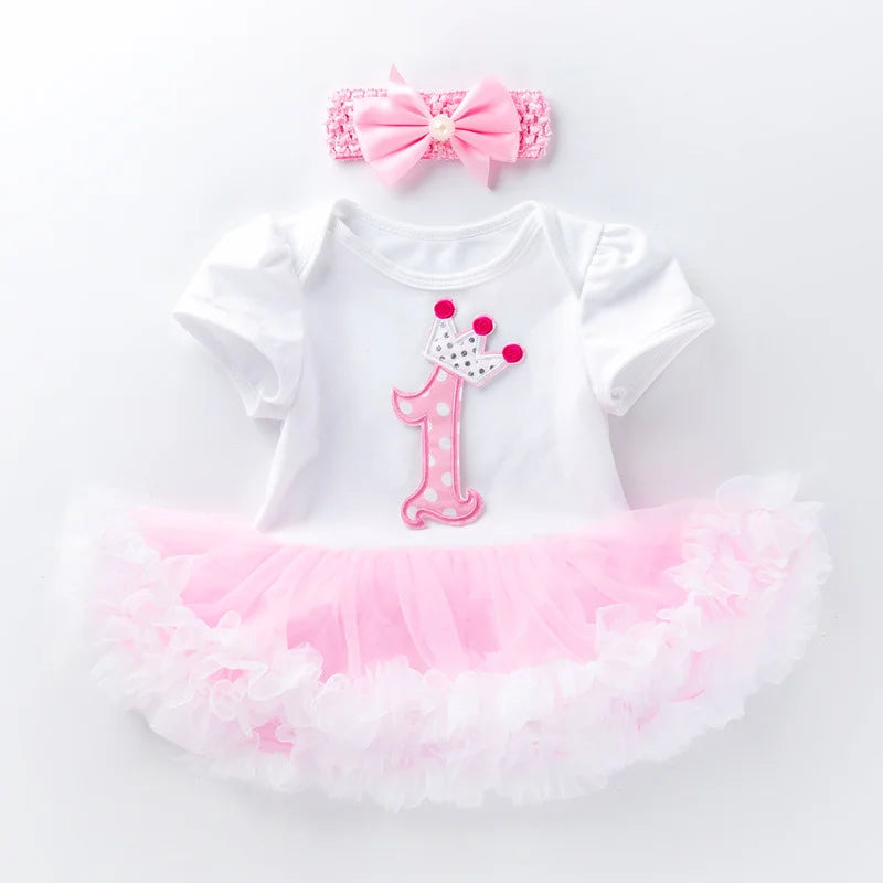 Newborn Girls White Bodysuit with Pettiskirt Tutu Outfits
