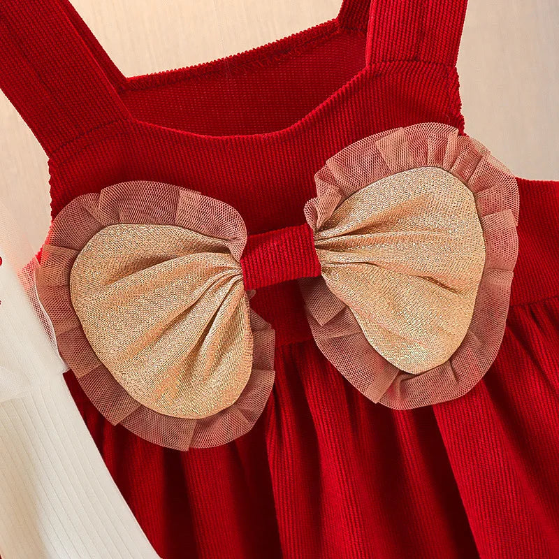 Baby Girls Bow Design Elegant Winter Dresses