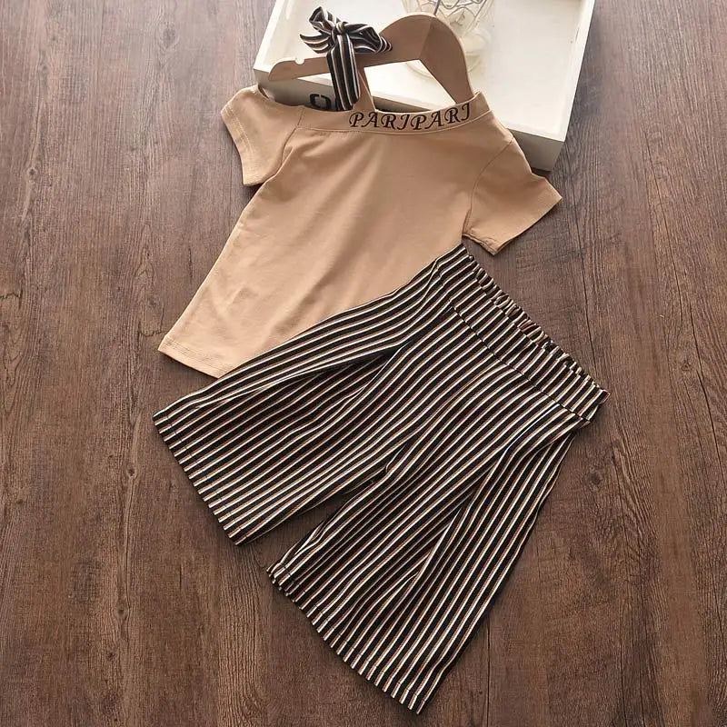 Kids Girls Summer Tops with Long Pants Clothing Sets