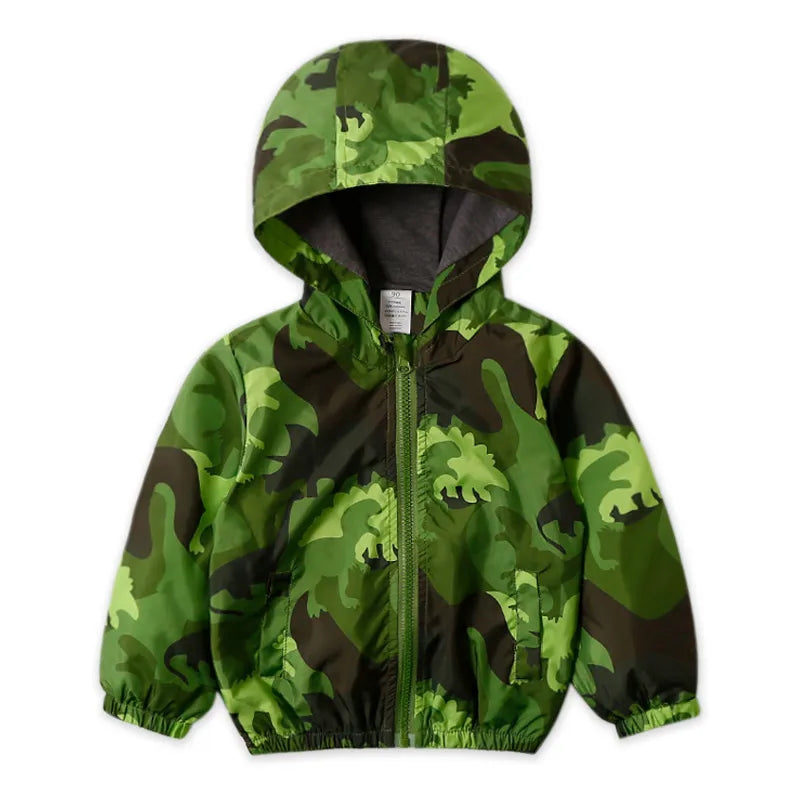 Kids Warm Cartoon Print Hooded Windproof Jackets childrensterritory