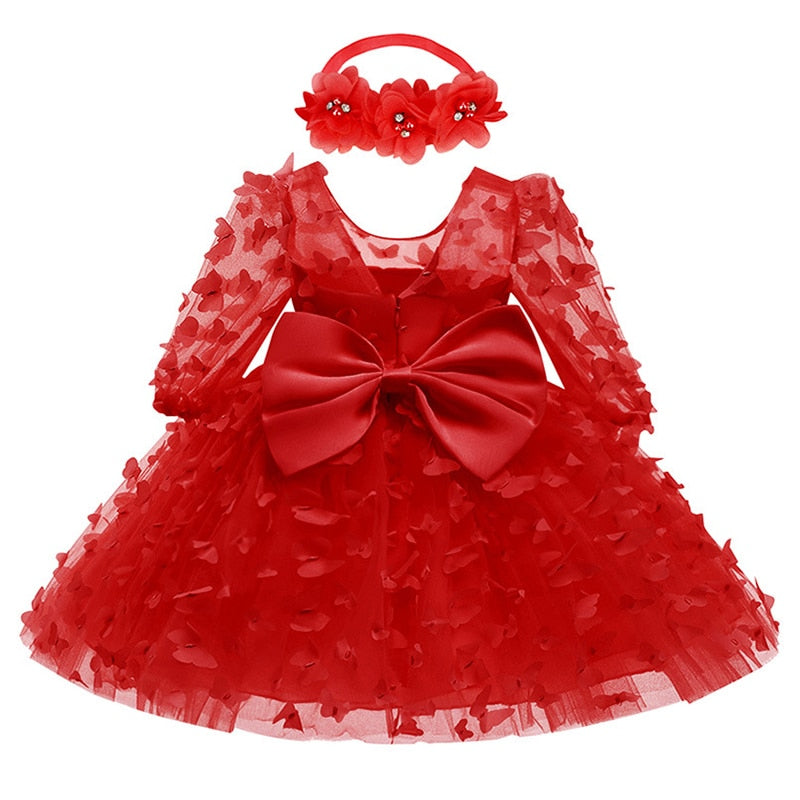 Butterfly Decorated Baby Girl Princess Birthday Dresses childrensterritory