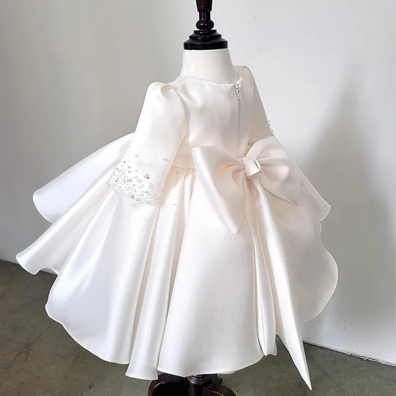 Baby Girls Elegant Tulle Pearls Design Baptism, Wedding Dresses childrensterritory