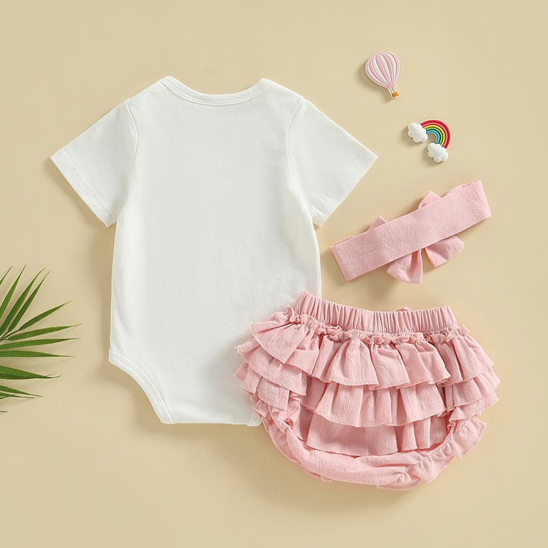 Letter Print Baby Girl 3Pcs Summer Outfit Sets childrensterritory