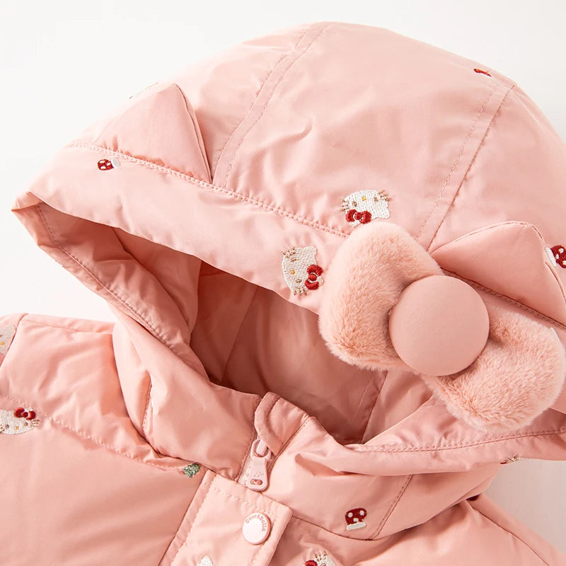 Cute Girls Kitty Printed Hooded Warm Jackets childrensterritory