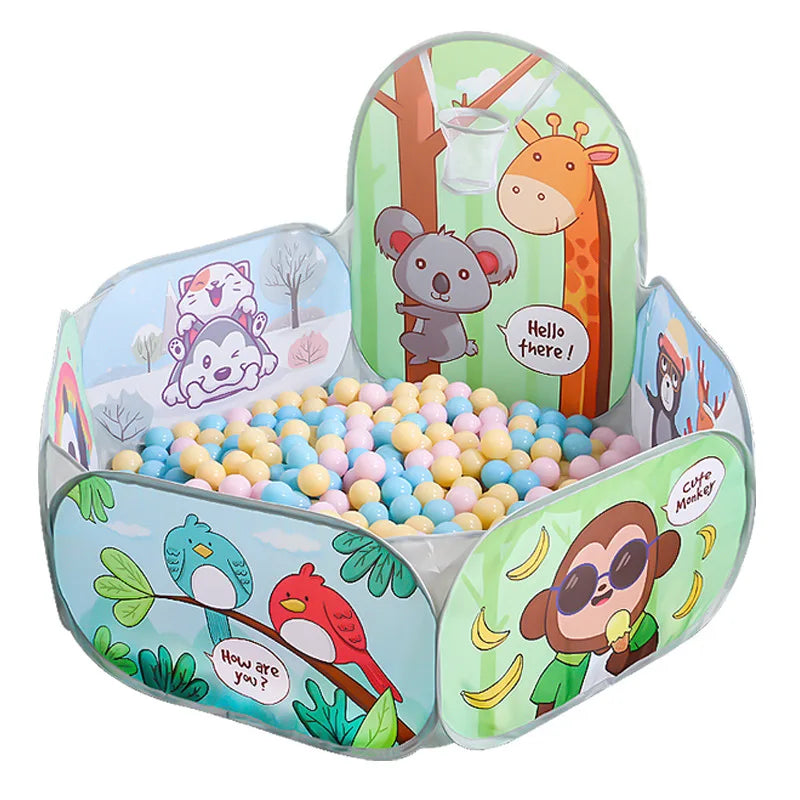 120cm Portable Baby Ball Pool with Basketball Hoop Playpen