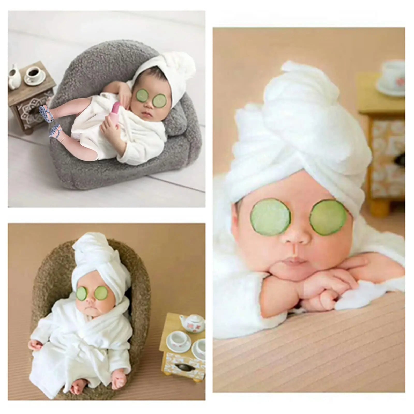 5PCS Bathrobes Outfit Props Set for Newborn Photography