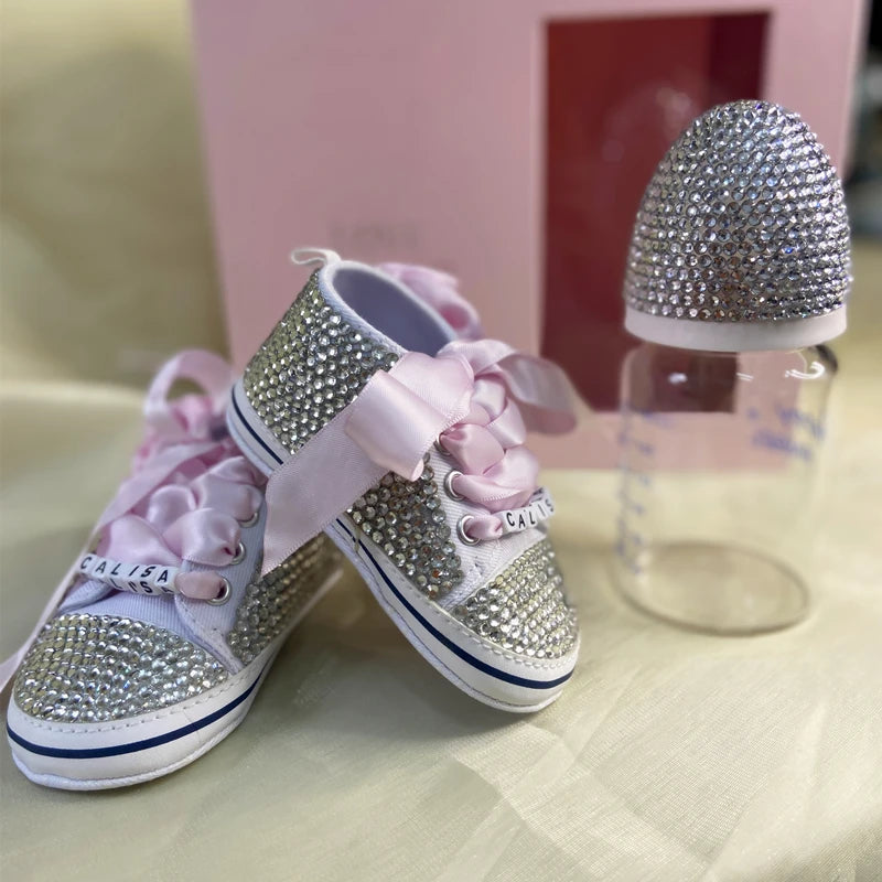 Luxury Keepsake Diamond Baby Bottles and Shoes Headband Set childrensterritory