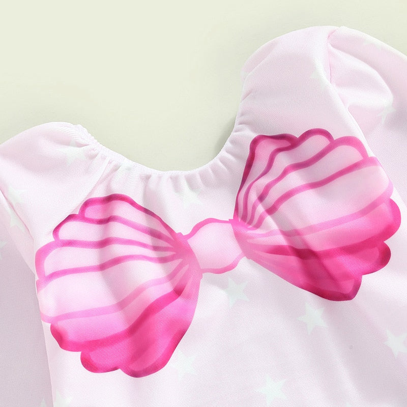 Seashell Print Toddler Girls Mermaid Style Swimsuit childrensterritory