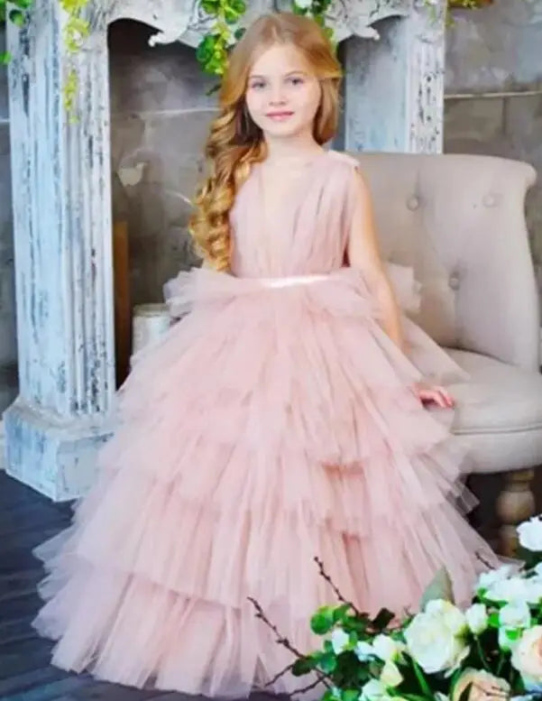 Toddler/Kids Girls Tiered Tulle Ankle -Length Princess Dress/Gown