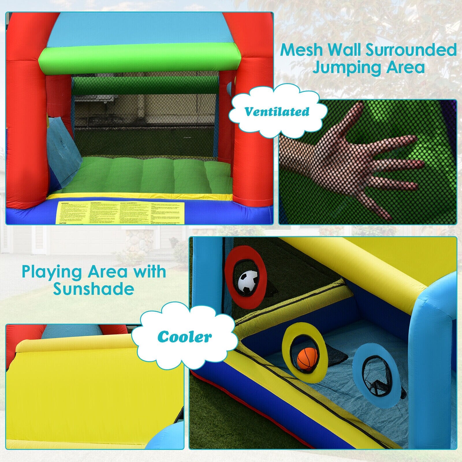 Kids Bouncy Jumping Castle w/ Dual Slides Without Blower childrensterritory