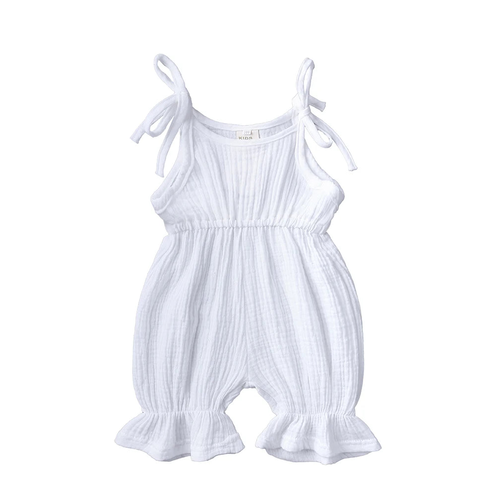 Plain Color Sling Summer Romper for Baby Girl