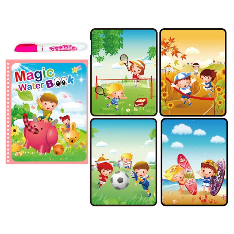 Reusable Magical Water Drawing Book with Pen Kids Toys childrensterritory