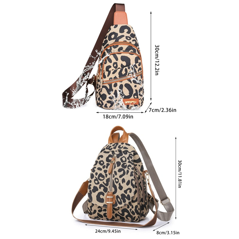 Leopard Print Casual Travel Shoulder Bags For Teenager childrensterritory