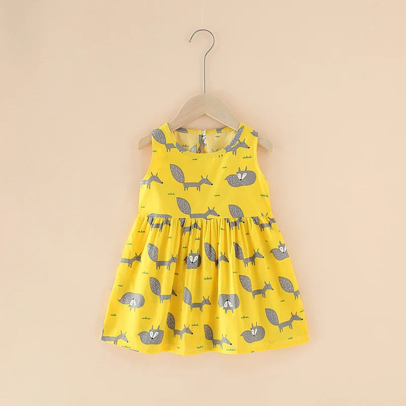 Kids Girls Cartoon Pattern Summer Party Dresses