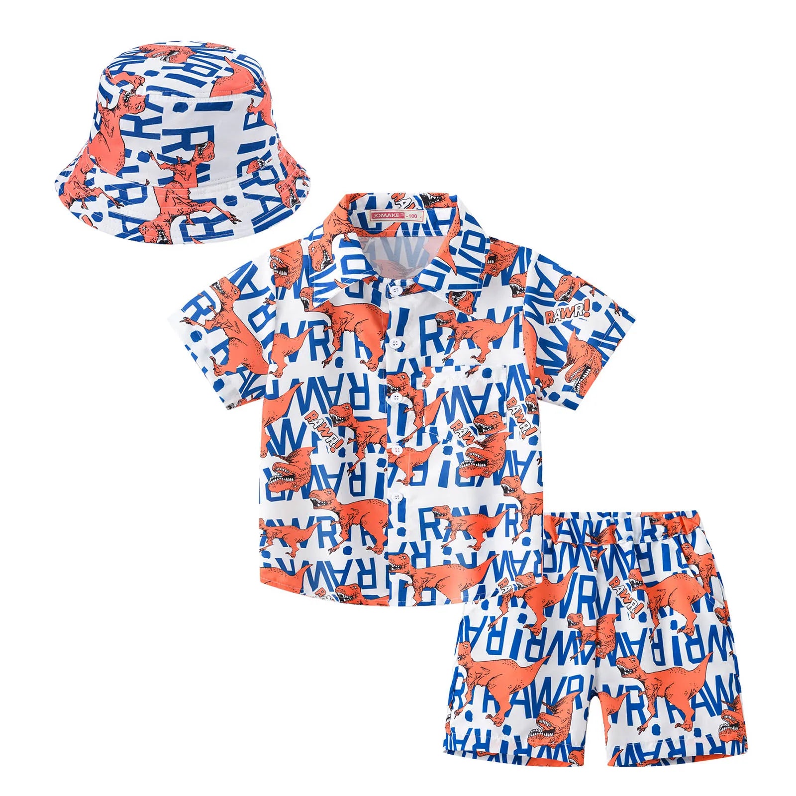 Little Unisex Three-piece Coconut Tree Print Summer Clothing Set