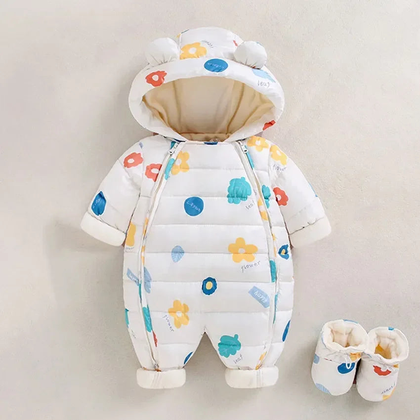 Newborn Thicken Hooded Autumn Winter Romper childrensterritory