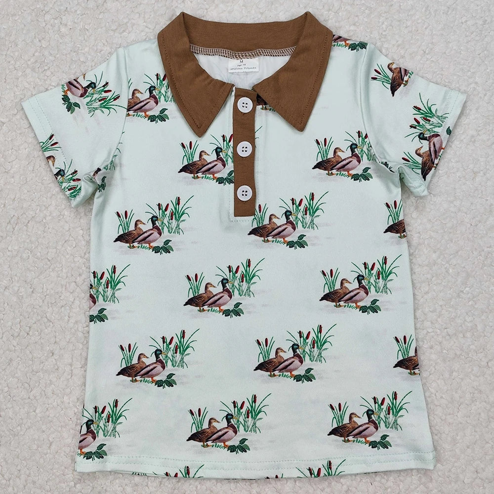 Kids Stylish Printed Boys Short Sleeves Polo T-Shirts for Summer childrensterritory