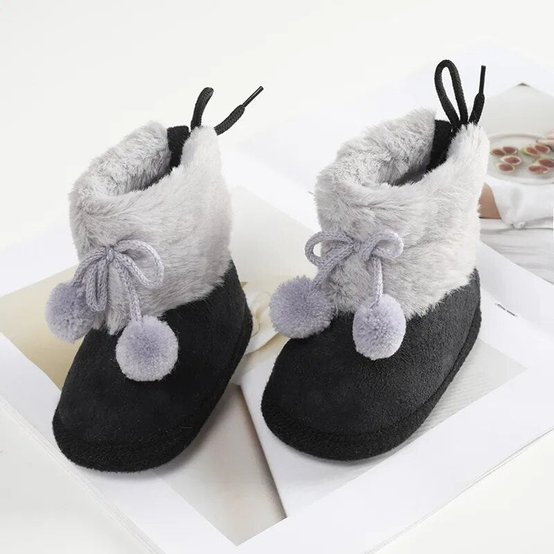 Soft Sole Furry Snow Boots First Walkers for Baby Girls childrensterritory
