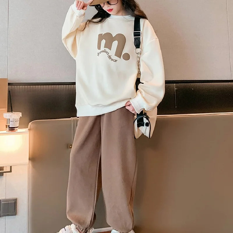 2Pcs Kids Girl Sweatshirt & Pants Sets for Autumn/Spring