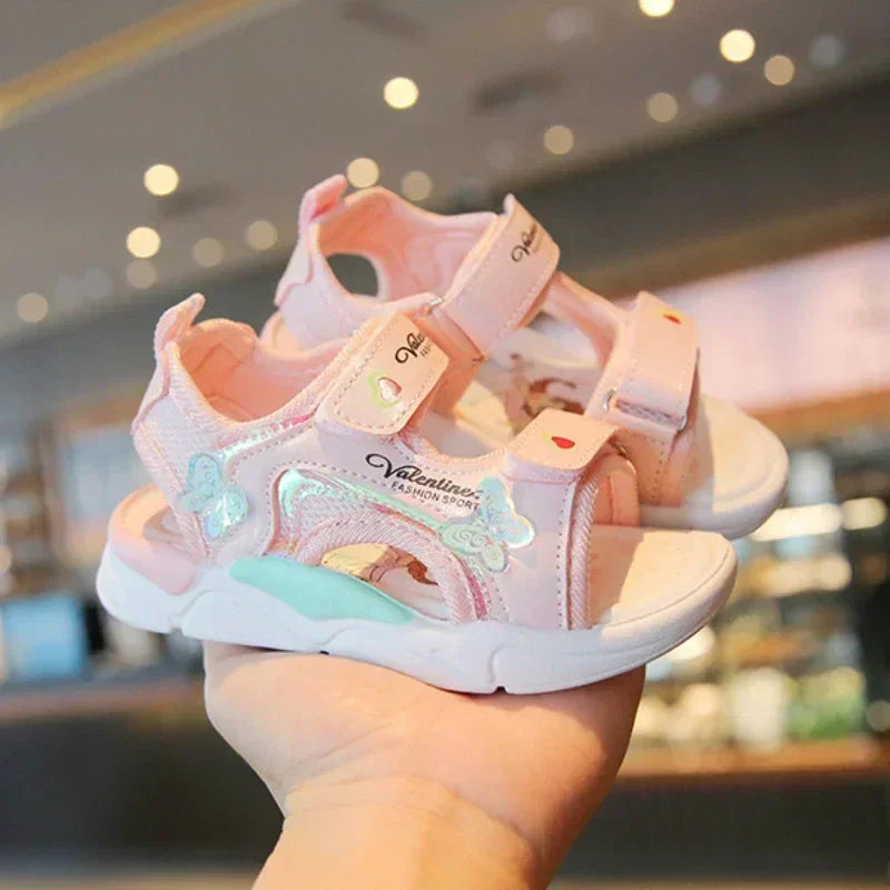 Cartoon Design Soft Shining Summer Sandals For Girls childrensterritory