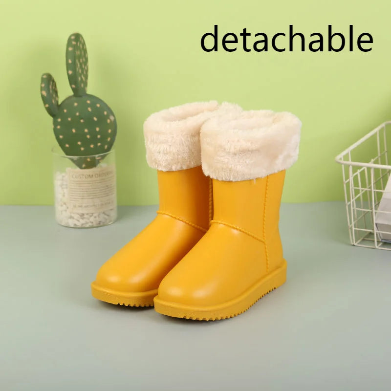 Kids Waterproof Winter Rain/Snow Boots with Fleece Inside