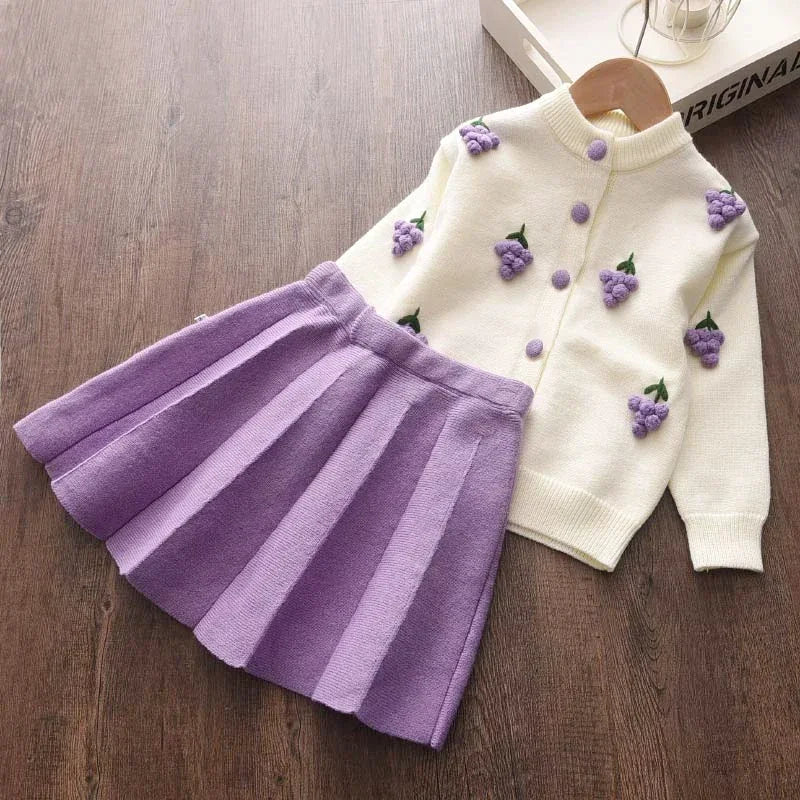Girls’ Long-Sleeve Winter Outfit with Strawberry Design childrensterritory