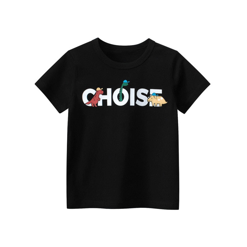 Cartoon Letter Printed Kids Boys Girls Loose Summer Cotton Top childrensterritory
