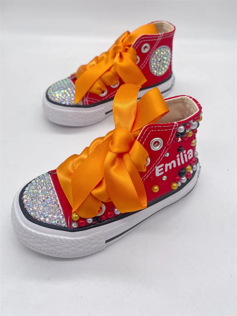 Personalized Rhinestone Design Kids Canvas Shoes childrensterritory