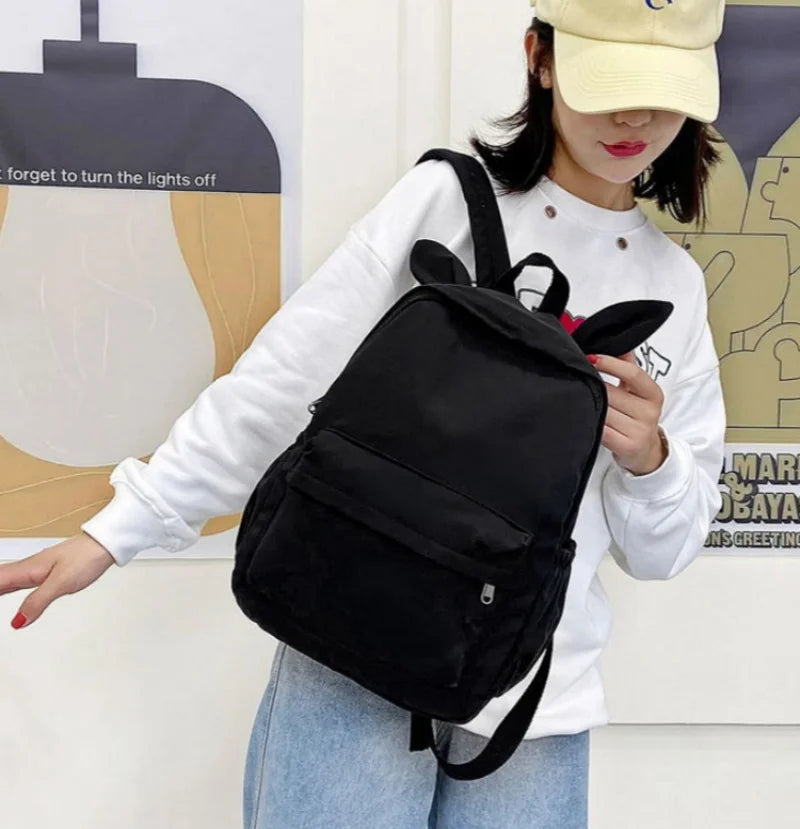 Personalized Solid Color Rabbit School Student Backpacks childrensterritory