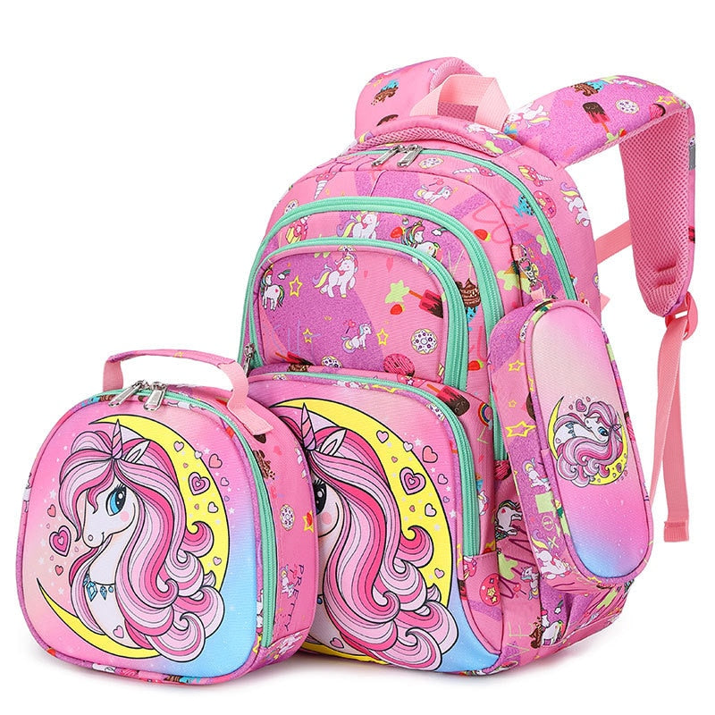 Unicorn and Dinosaur Design Kids 3 Piece Set of School Bags childrensterritory