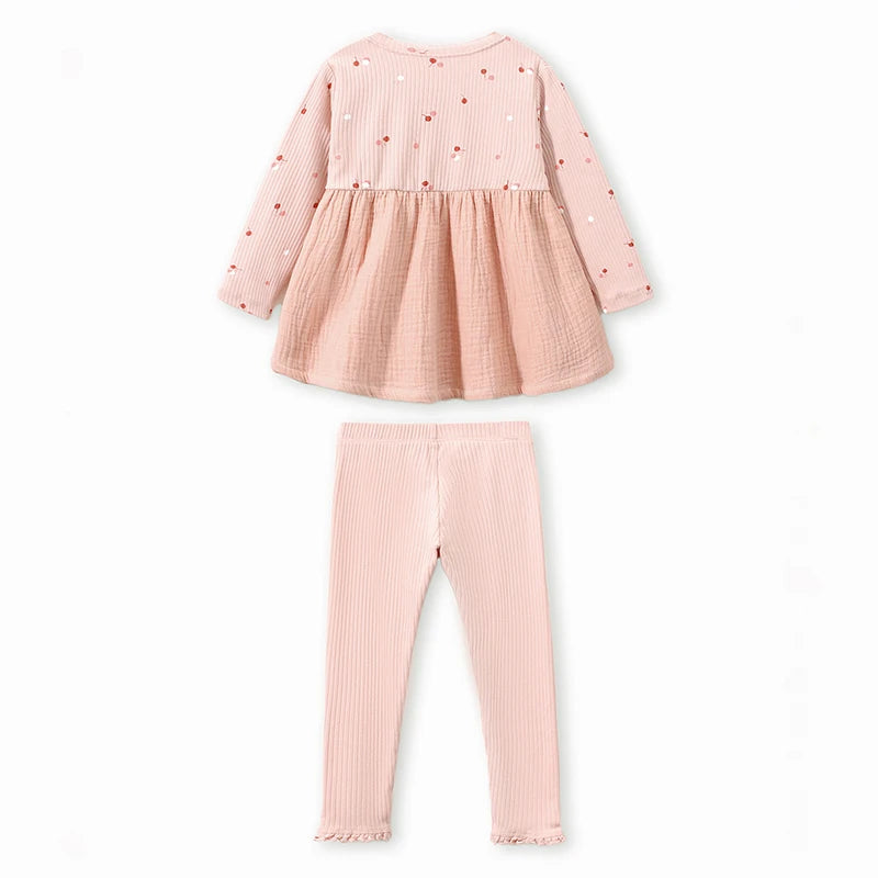 Little Girls Cherry Print Tops with Pant Outfit Set for Autumn childrensterritory