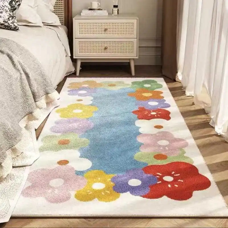 Nordic Cute Flower Girl Rugs for Bedroom, Large Area