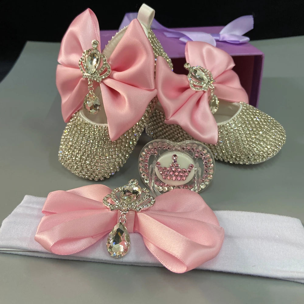 Luxury Keepsake Diamond Baby Bottles and Shoes Headband Set childrensterritory