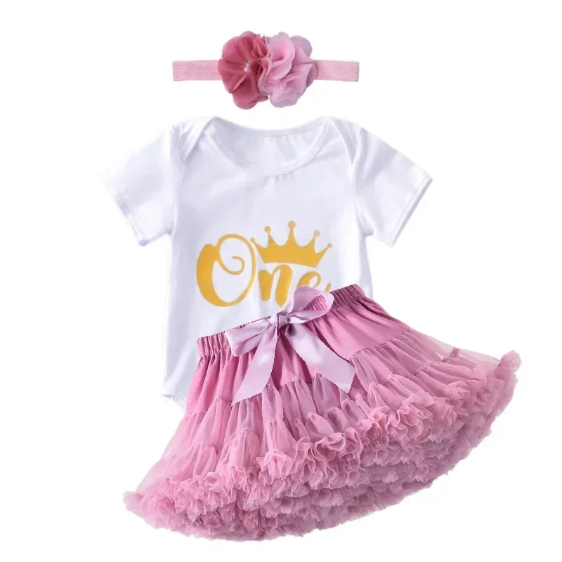 Newborn Girls White Bodysuit with Pettiskirt Tutu Outfits childrensterritory