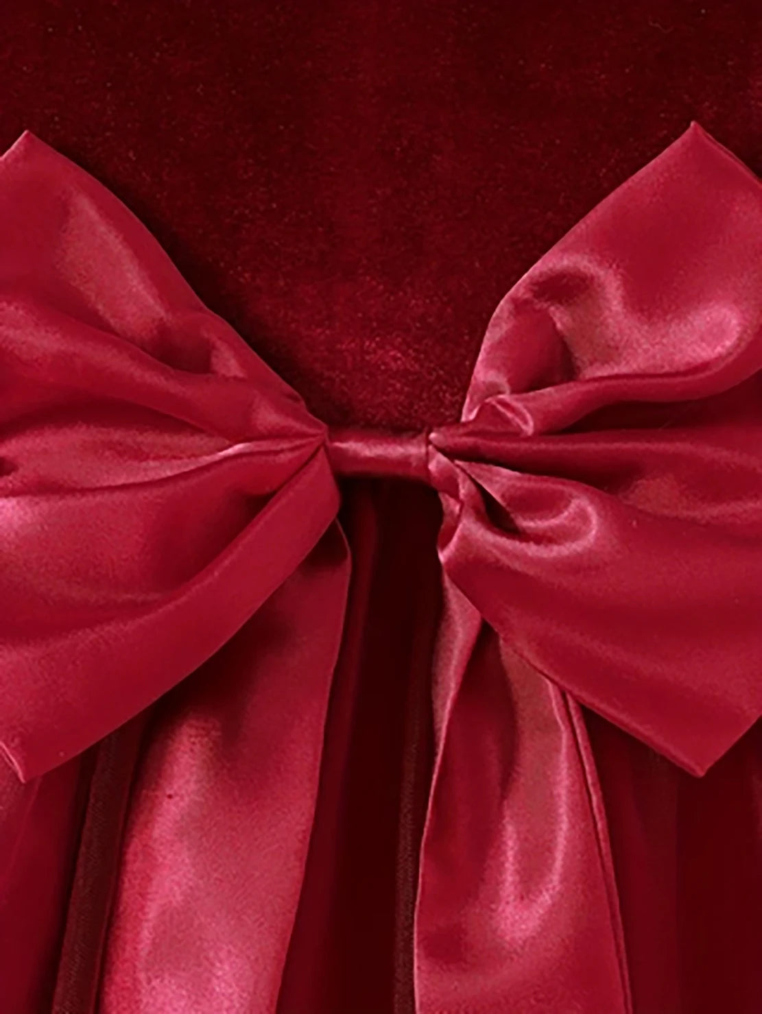 Little Girls Long Sleeve Bow-Decorated Velvet Tutu Party Dresses